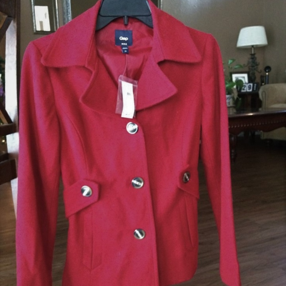 NWT XS Red Gap Pea Coat in Women